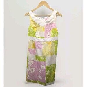 Lilly Pulitzer Patchwork Shift Dress Pastel Cotton Size 6